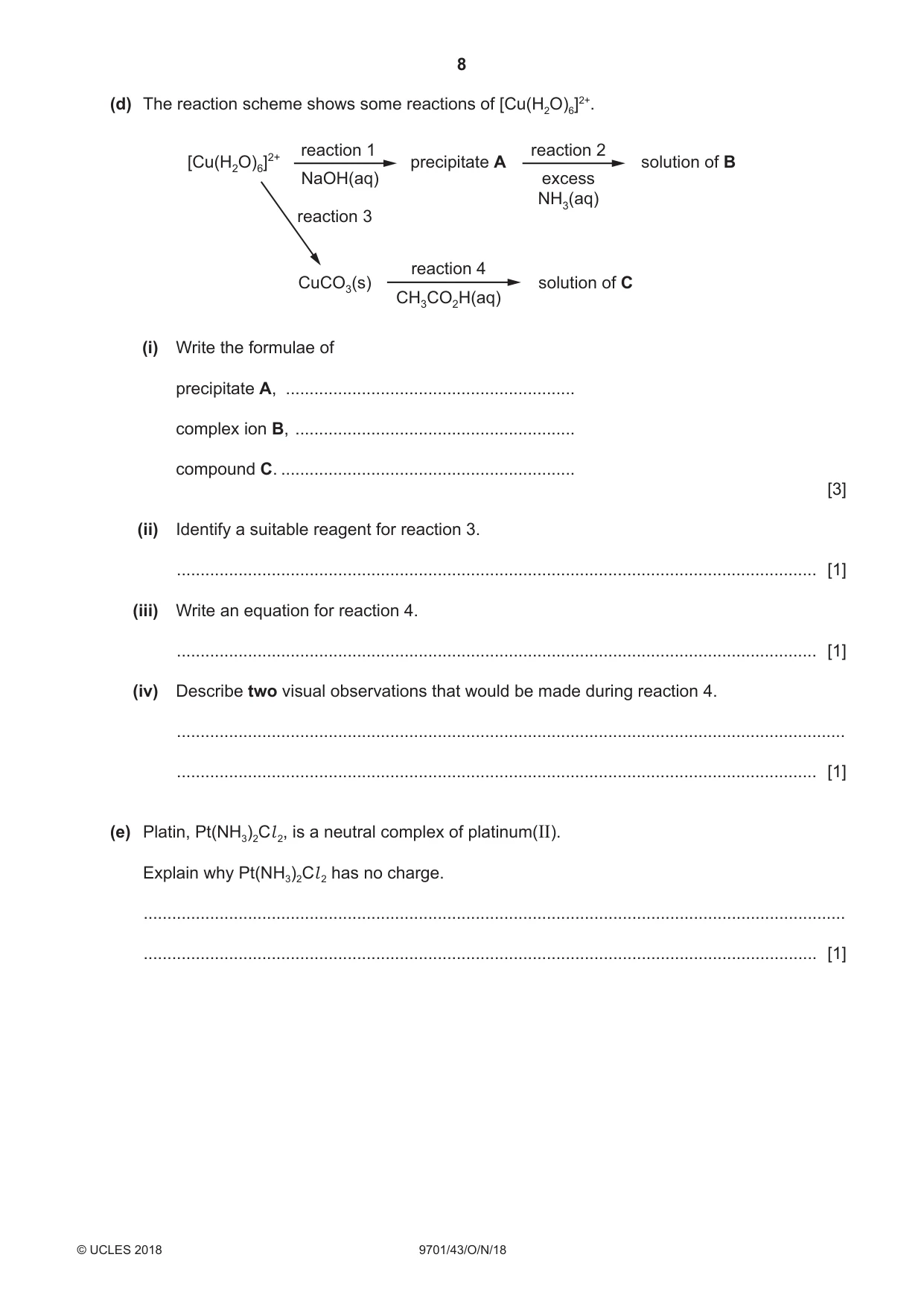 Cambridge A Level Chemistry 9701 2018 Oct/Nov Paper 4 · Variant 3 question paper, page 8 of 20