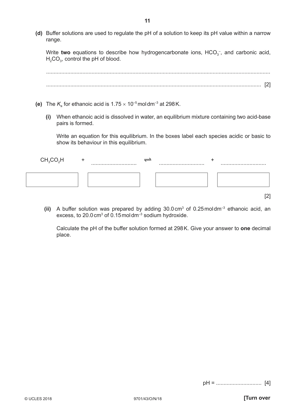 Cambridge A Level Chemistry 9701 2018 Oct/Nov Paper 4 · Variant 3 question paper, page 11 of 20
