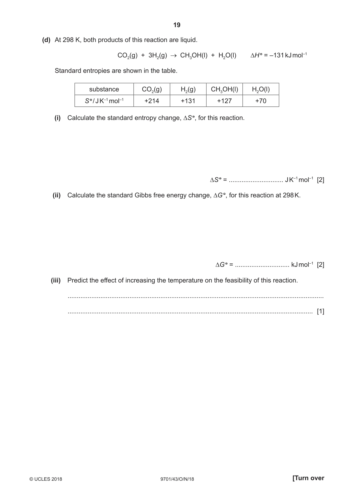 Cambridge A Level Chemistry 9701 2018 Oct/Nov Paper 4 · Variant 3 question paper, page 19 of 20
