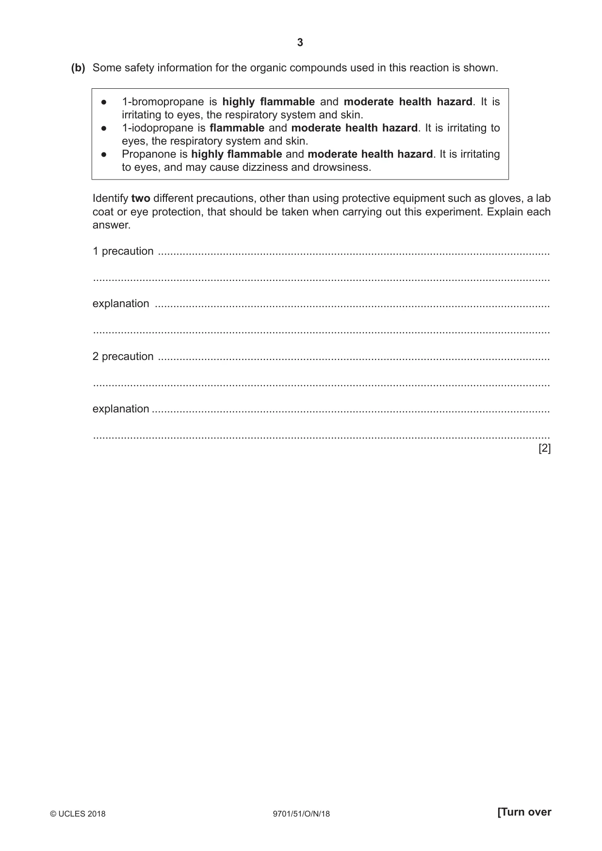 Cambridge A Level Chemistry 9701 2018 Oct/Nov Paper 5 · Variant 1 question paper, page 3 of 12