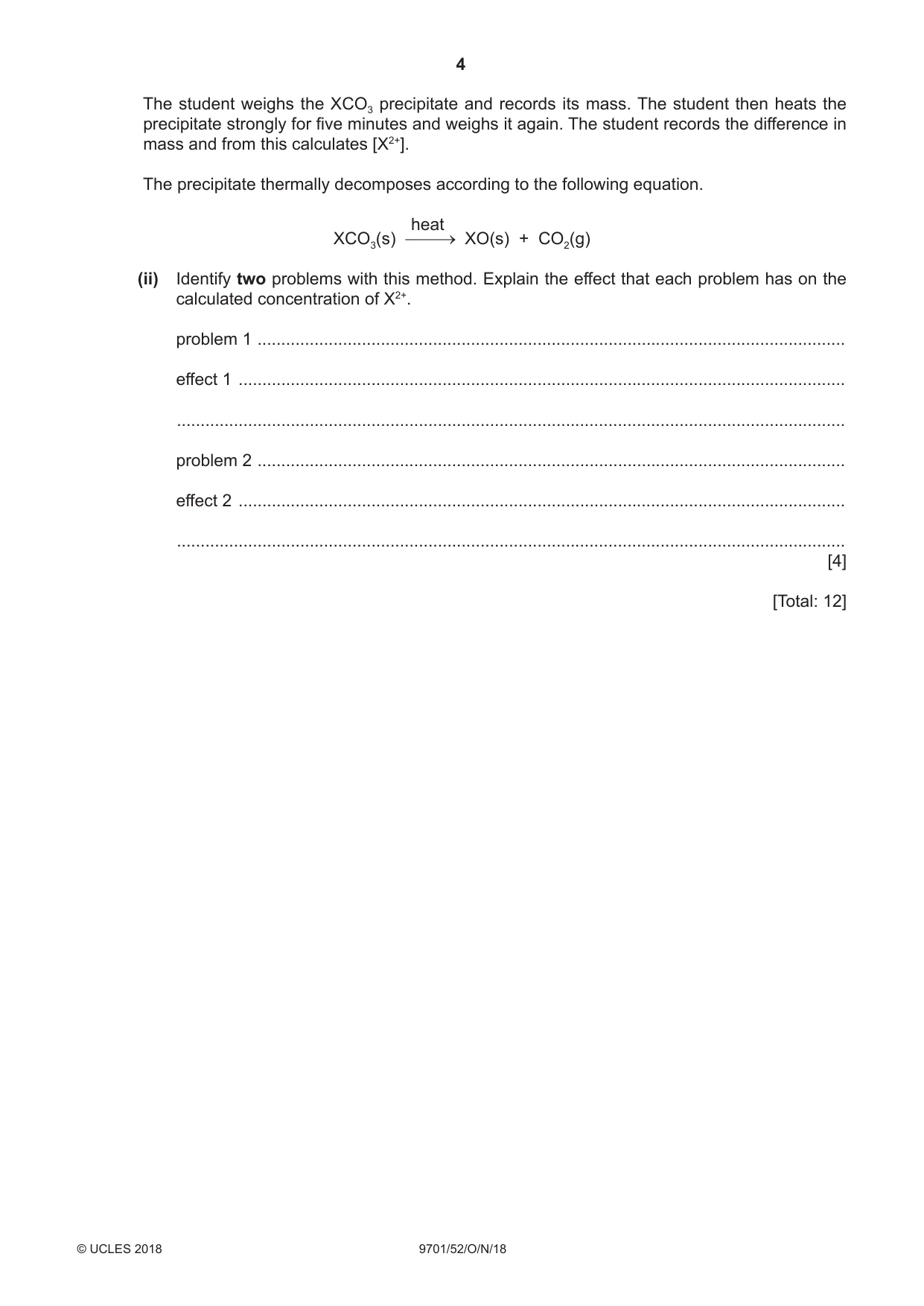 Cambridge A Level Chemistry 9701 2018 Oct/Nov Paper 5 · Variant 2 question paper, page 4 of 12