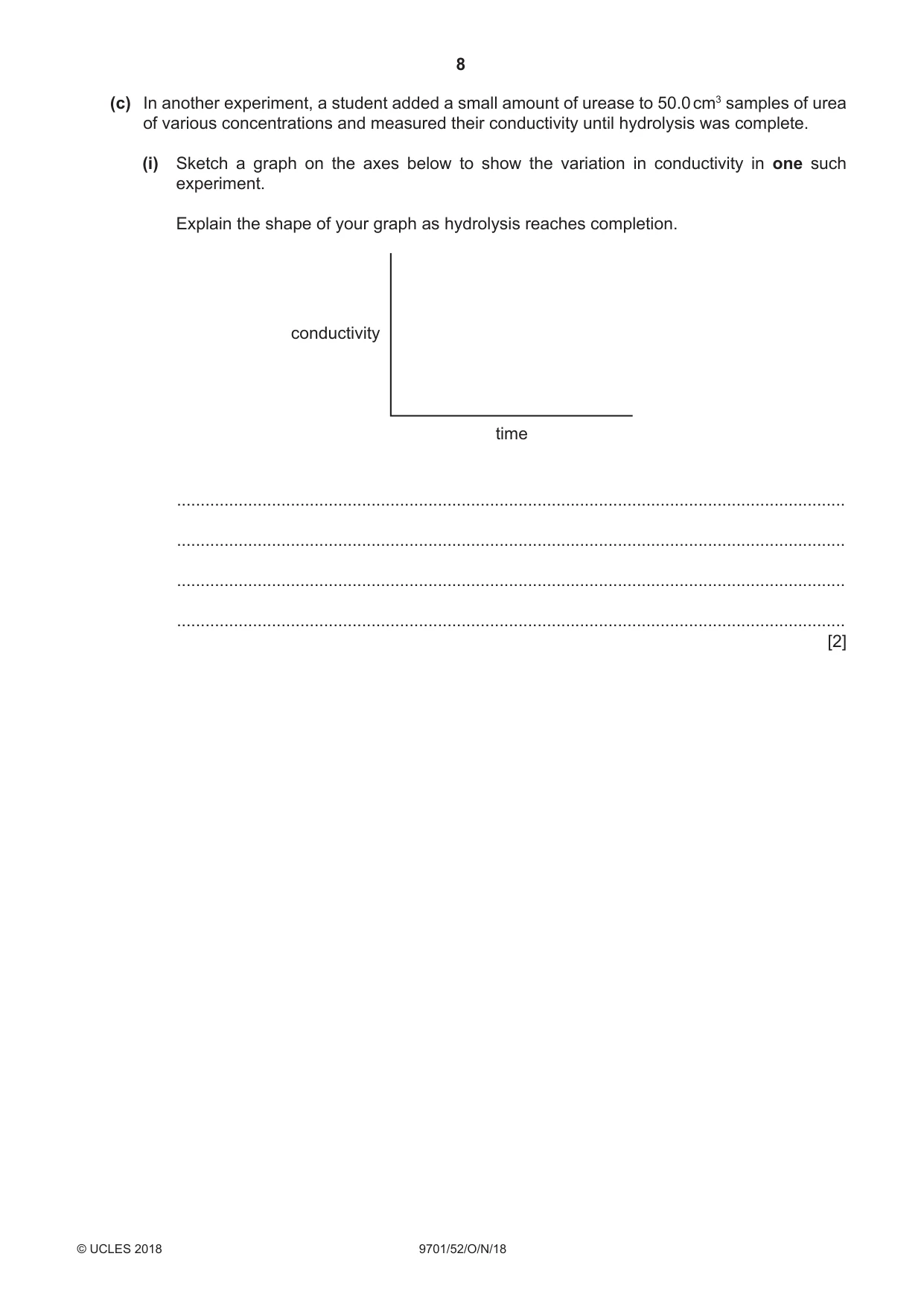 Cambridge A Level Chemistry 9701 2018 Oct/Nov Paper 5 · Variant 2 question paper, page 8 of 12