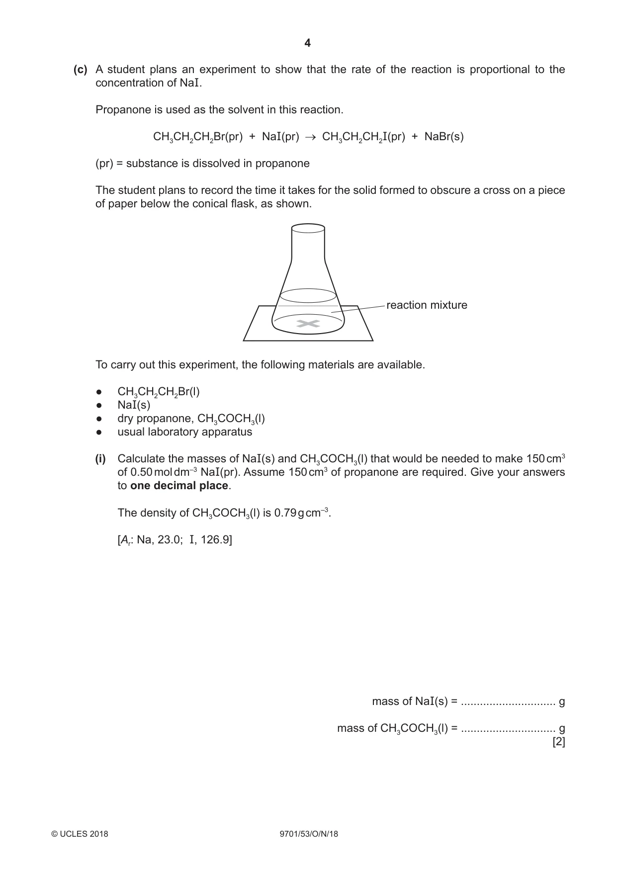 Cambridge A Level Chemistry 9701 2018 Oct/Nov Paper 5 · Variant 3 question paper, page 4 of 12