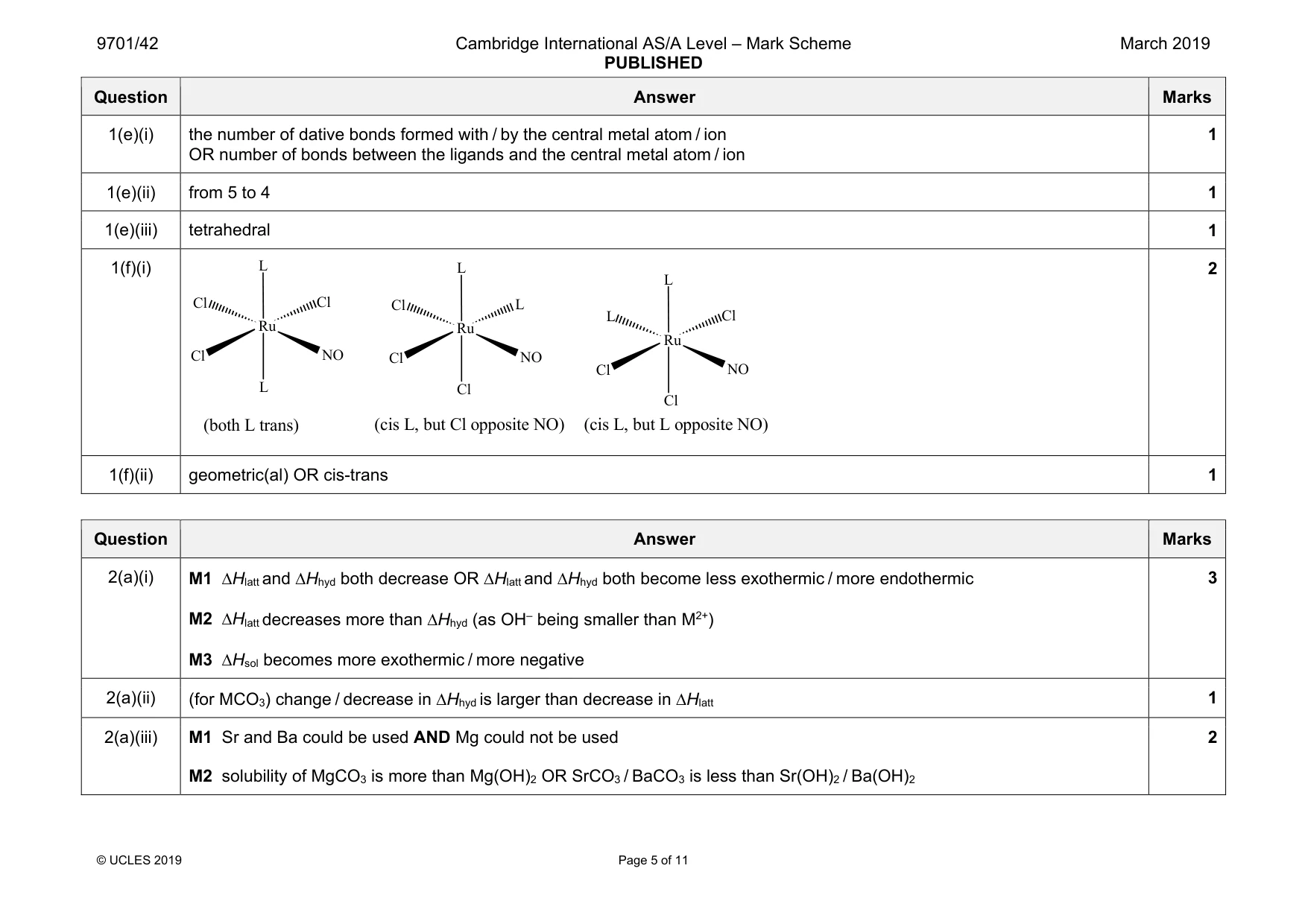 Mark scheme, page 5 of 11