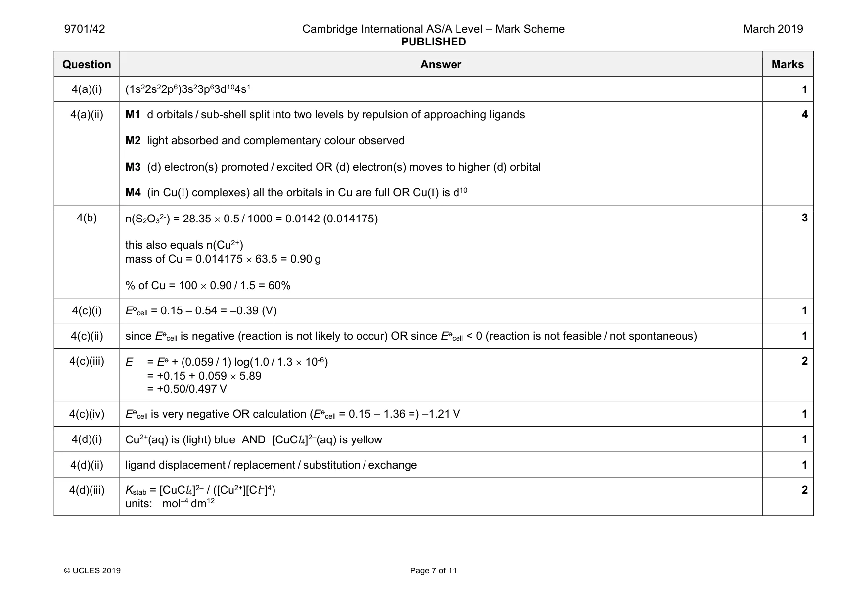Mark scheme, page 7 of 11