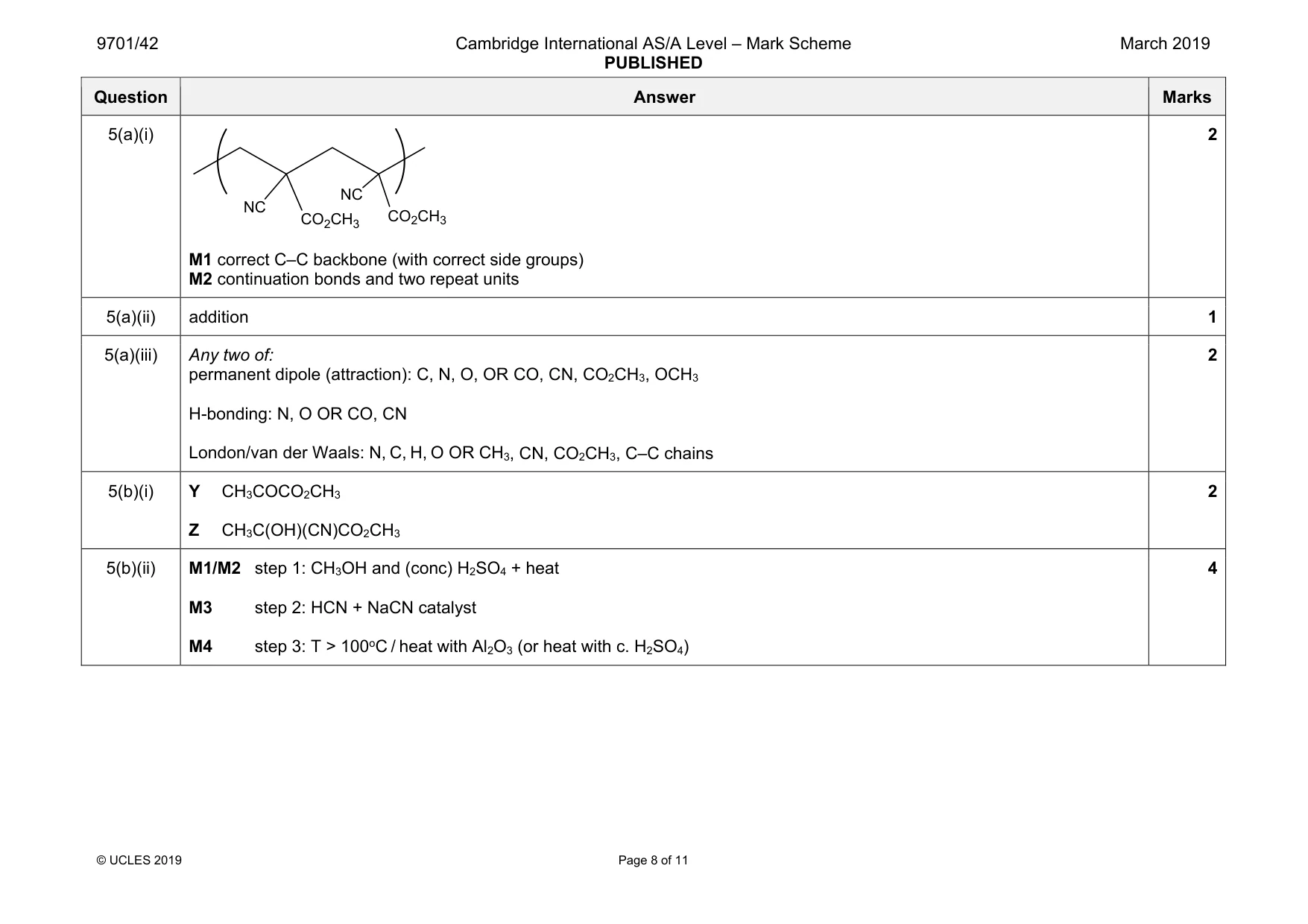 Mark scheme, page 8 of 11