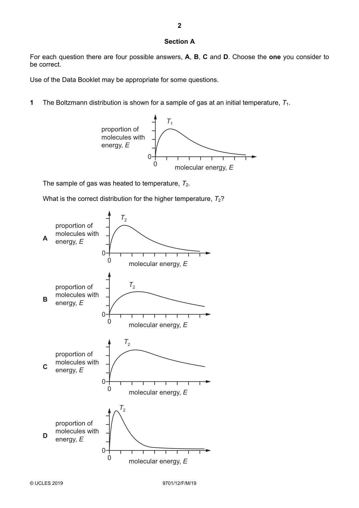 Cambridge A Level Chemistry 9701 2019 Feb/March Paper 1 · Variant 2 question paper, page 2 of 16