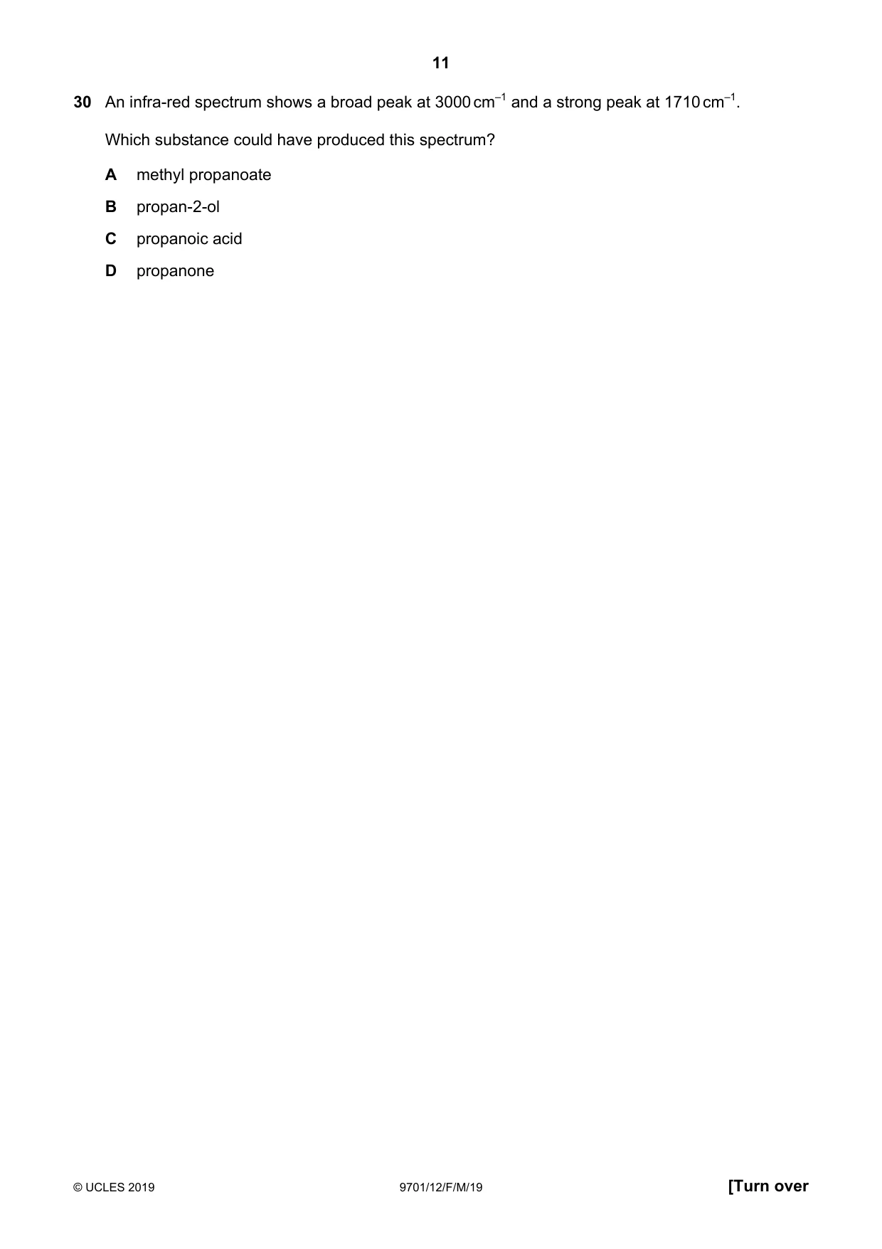 Cambridge A Level Chemistry 9701 2019 Feb/March Paper 1 · Variant 2 question paper, page 11 of 16