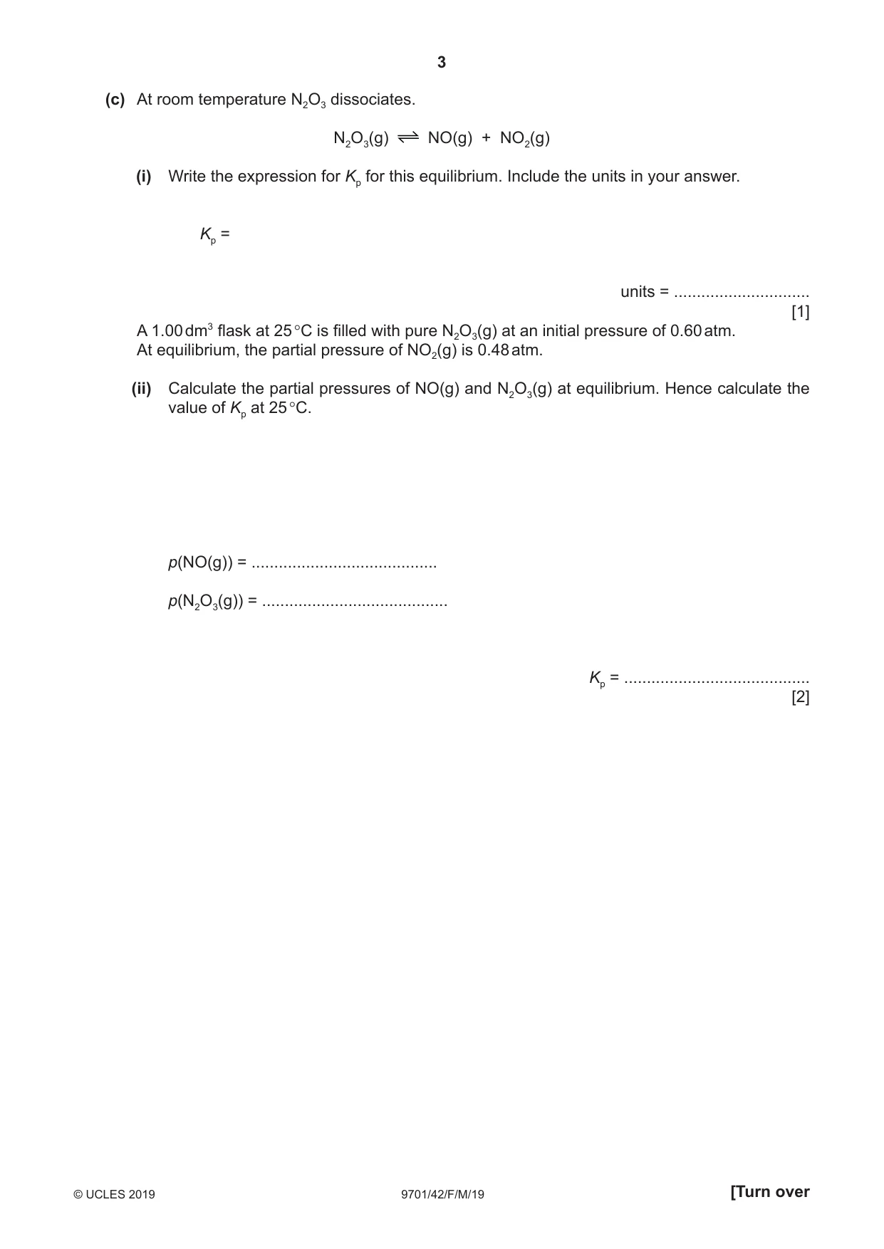 Cambridge A Level Chemistry 9701 2019 Feb/March Paper 4 · Variant 2 question paper, page 3 of 20