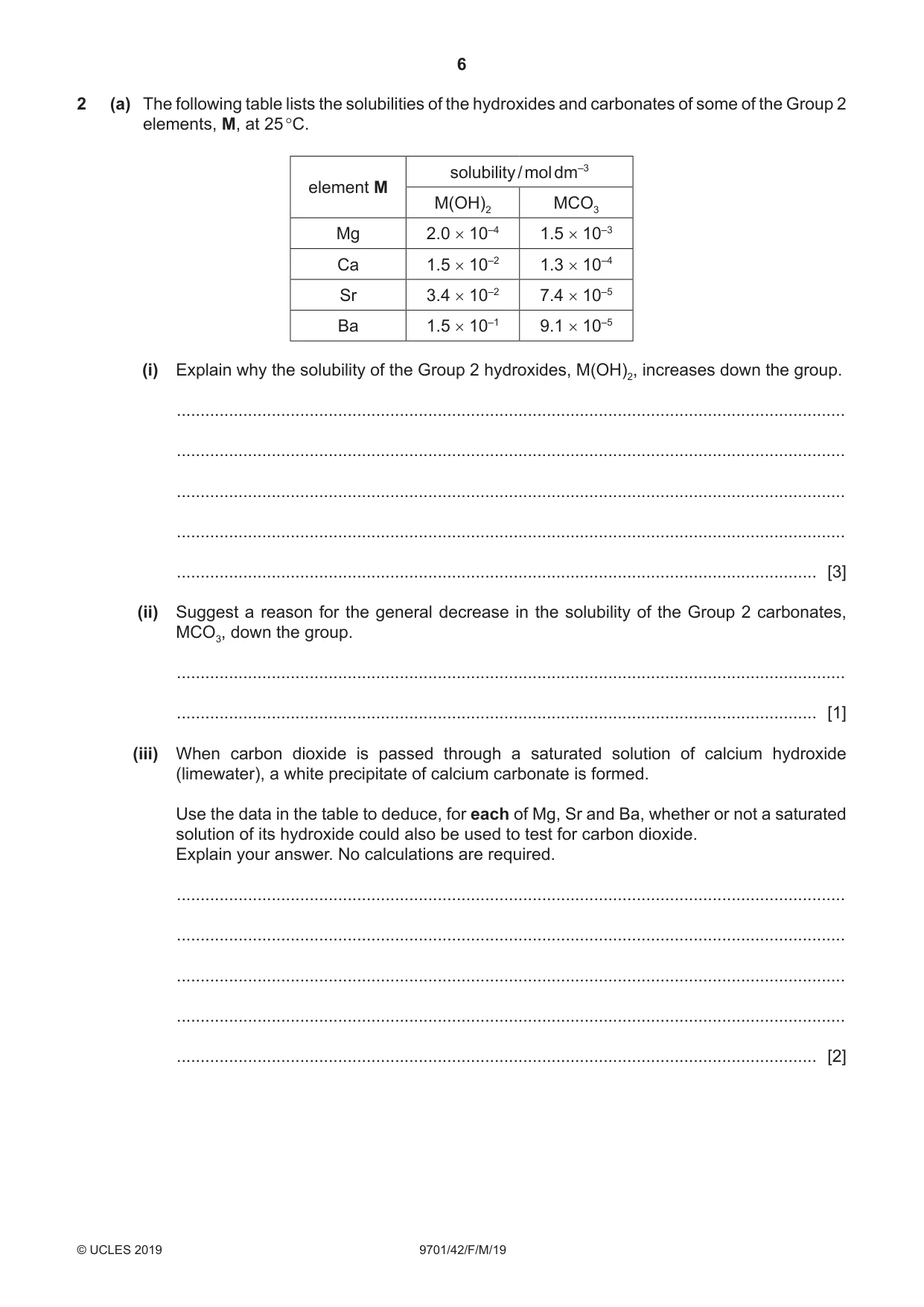 Cambridge A Level Chemistry 9701 2019 Feb/March Paper 4 · Variant 2 question paper, page 6 of 20