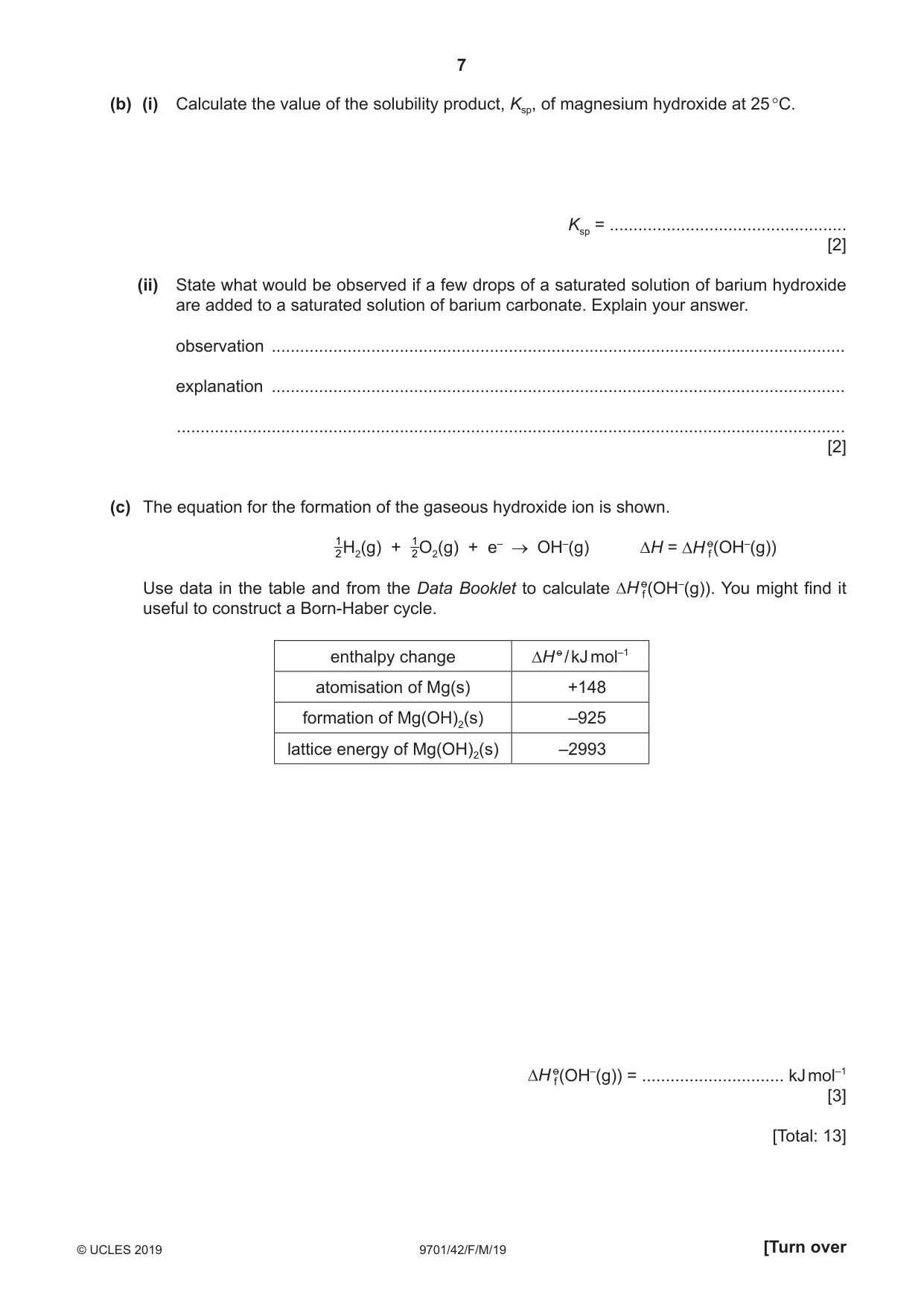 Cambridge A Level Chemistry 9701 2019 Feb/March Paper 4 · Variant 2 question paper, page 7 of 20