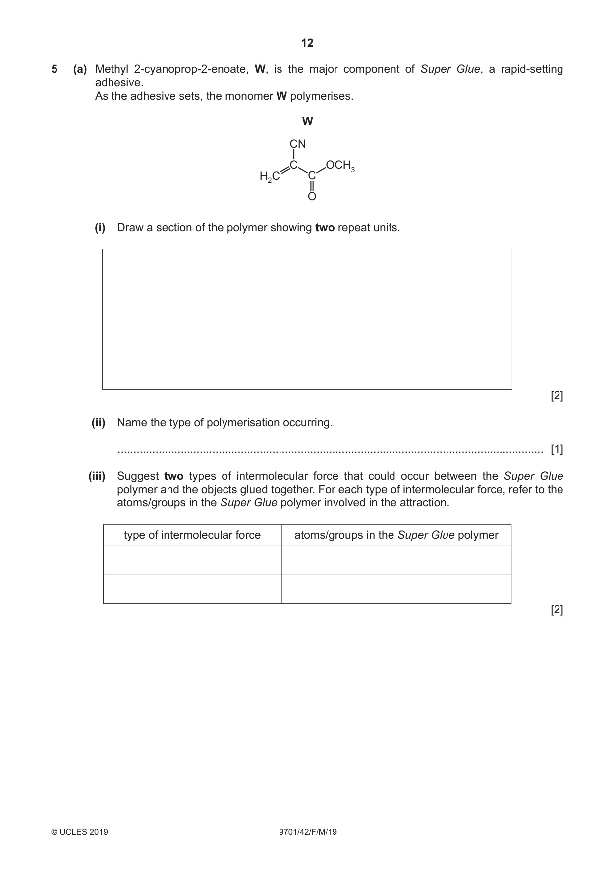 Cambridge A Level Chemistry 9701 2019 Feb/March Paper 4 · Variant 2 question paper, page 12 of 20