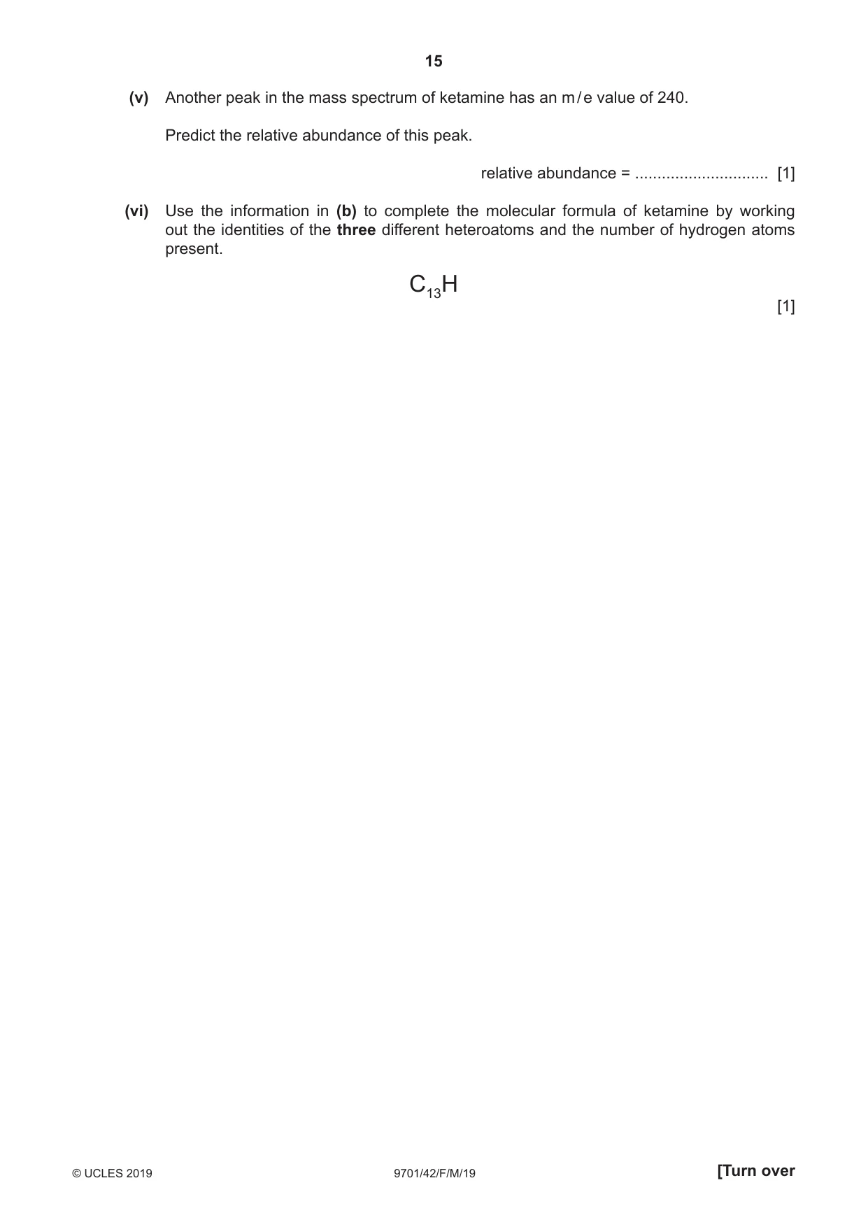Cambridge A Level Chemistry 9701 2019 Feb/March Paper 4 · Variant 2 question paper, page 15 of 20