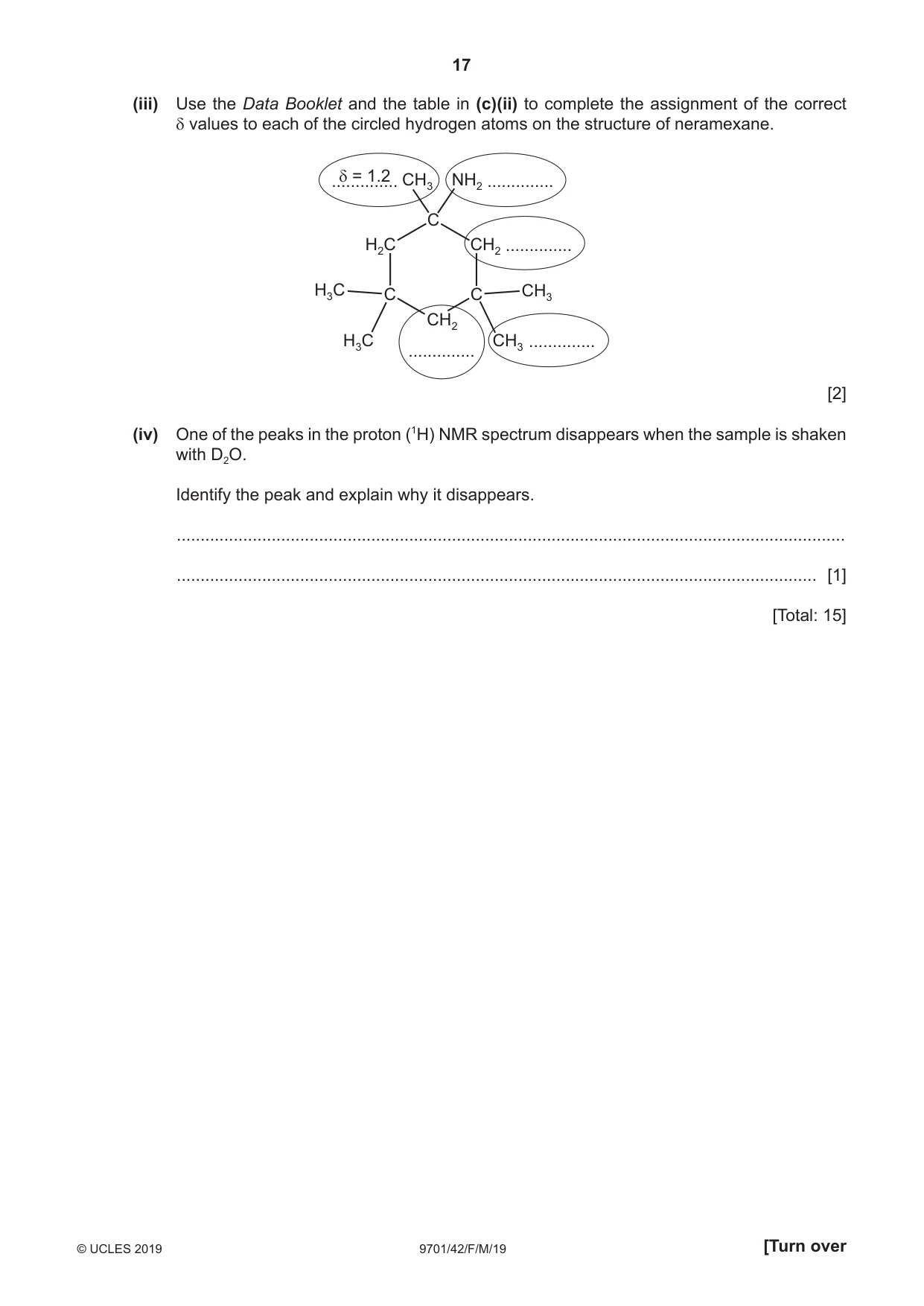 Cambridge A Level Chemistry 9701 2019 Feb/March Paper 4 · Variant 2 question paper, page 17 of 20