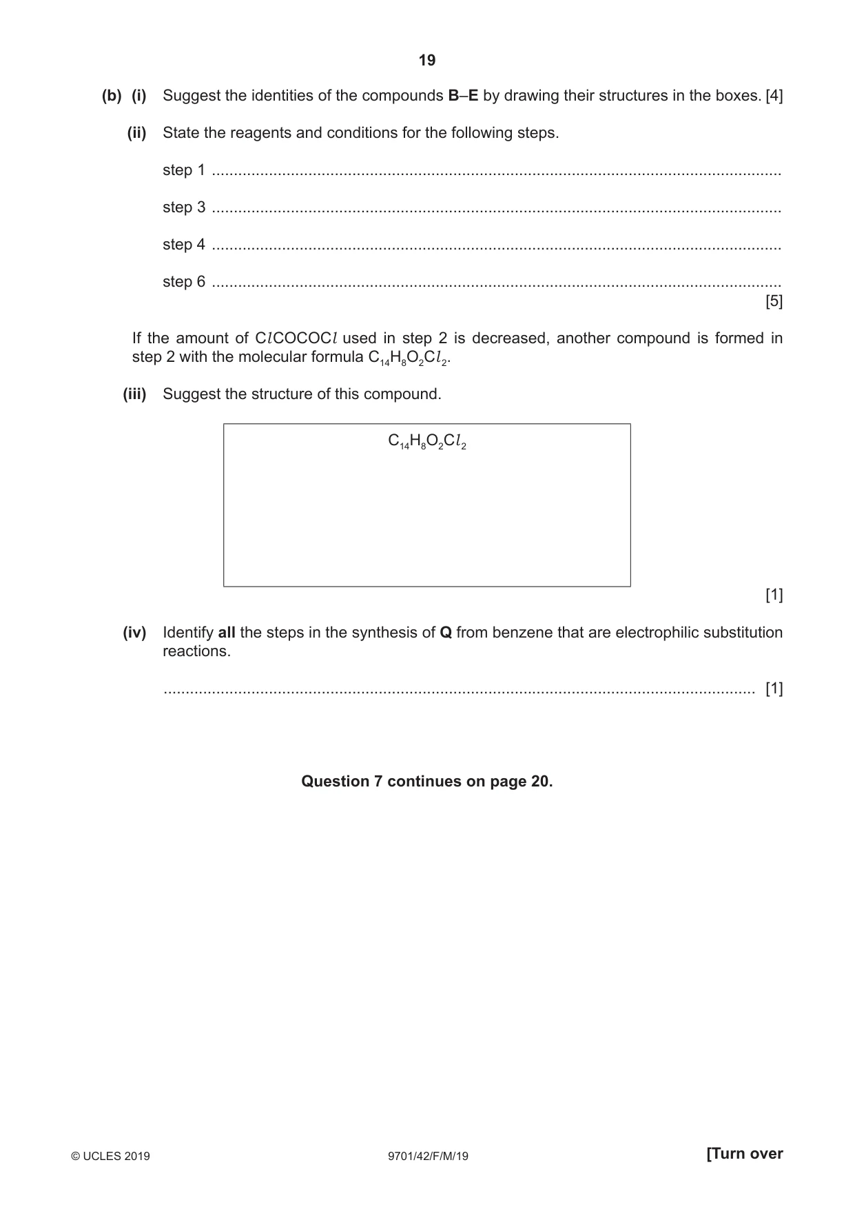 Cambridge A Level Chemistry 9701 2019 Feb/March Paper 4 · Variant 2 question paper, page 19 of 20