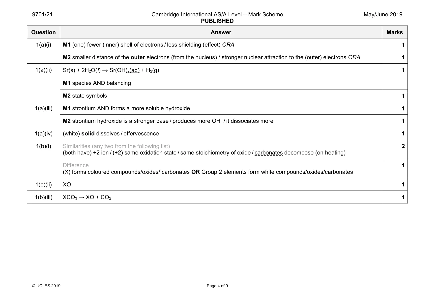 Mark scheme, page 4 of 9