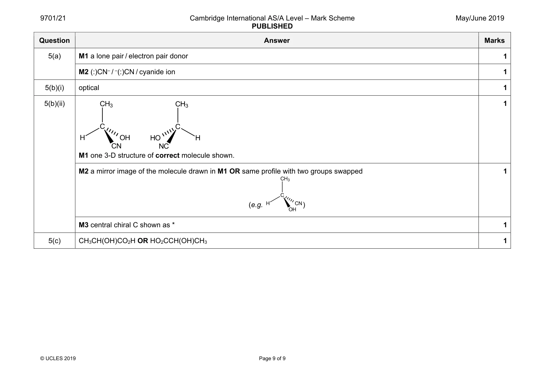 Mark scheme, page 9 of 9
