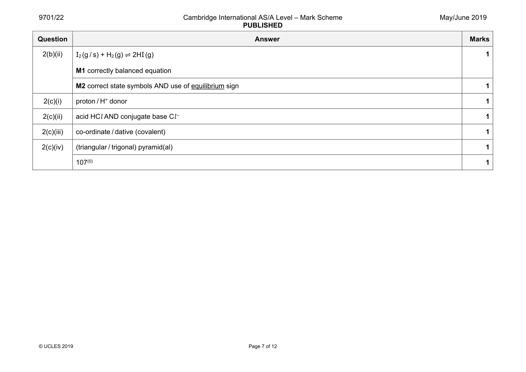 Mark scheme, page 7 of 12