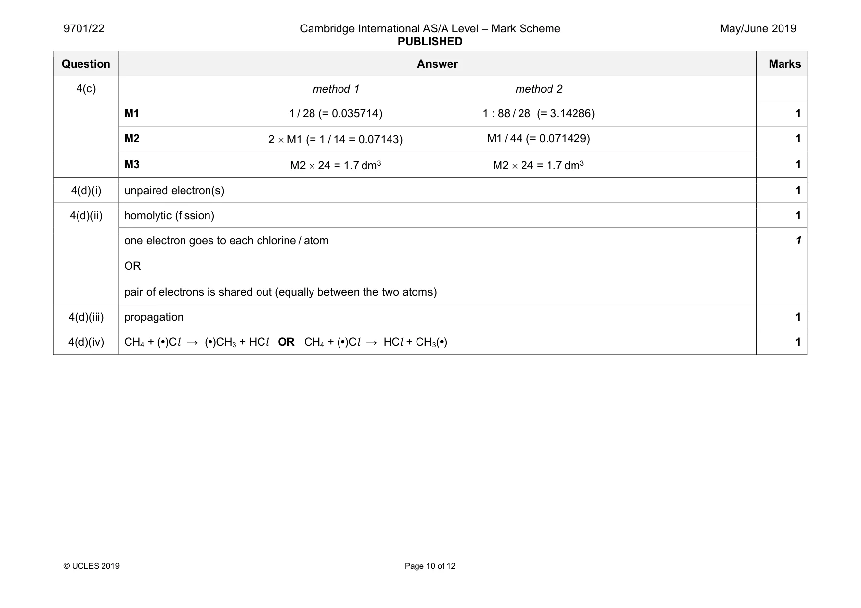 Mark scheme, page 10 of 12