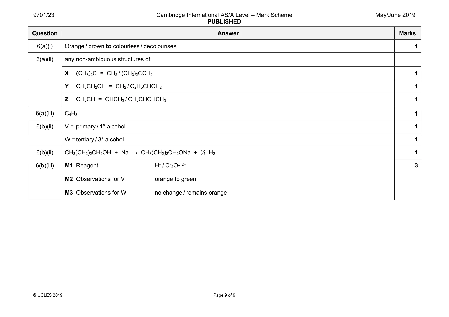 Mark scheme, page 9 of 9