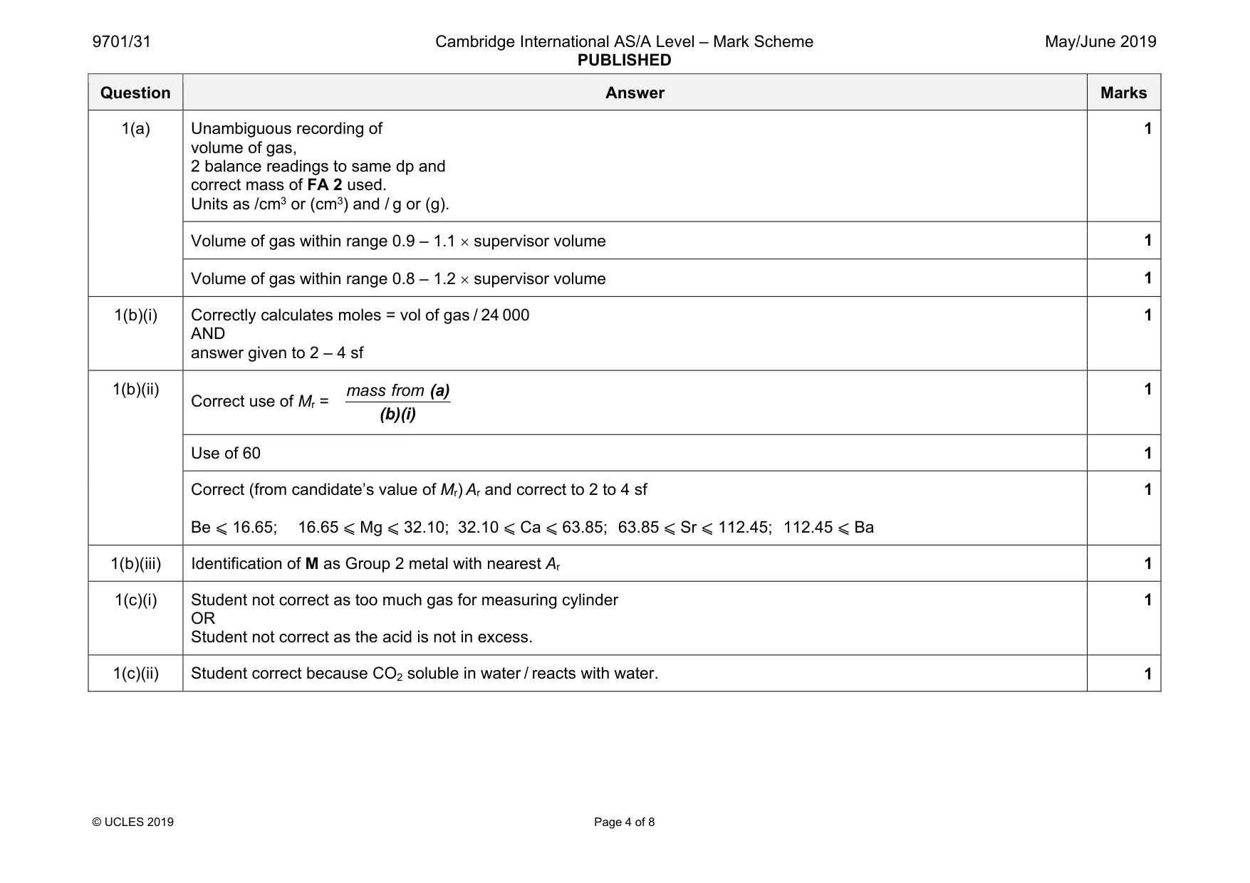 Mark scheme, page 4 of 8