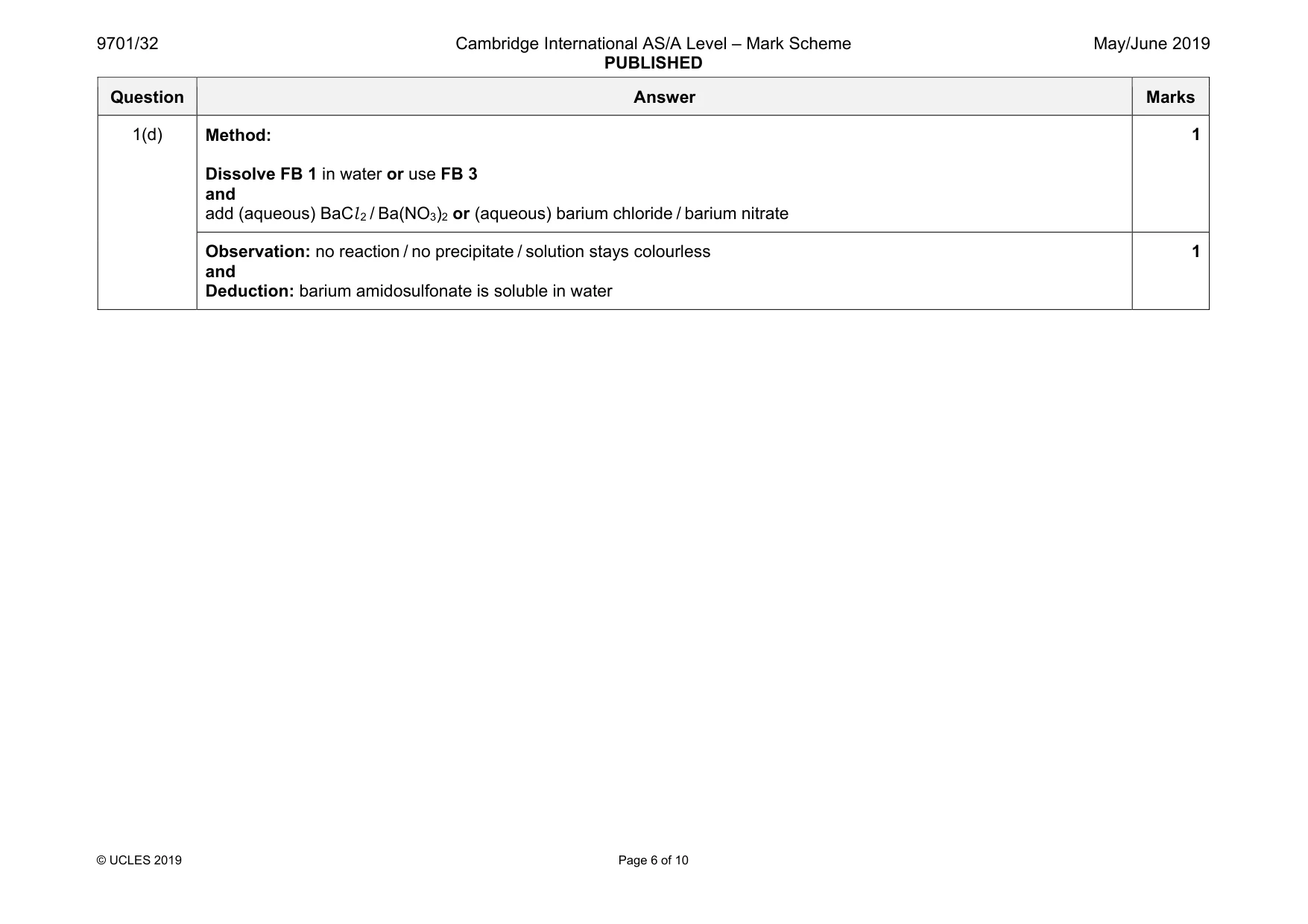 Mark scheme, page 6 of 10