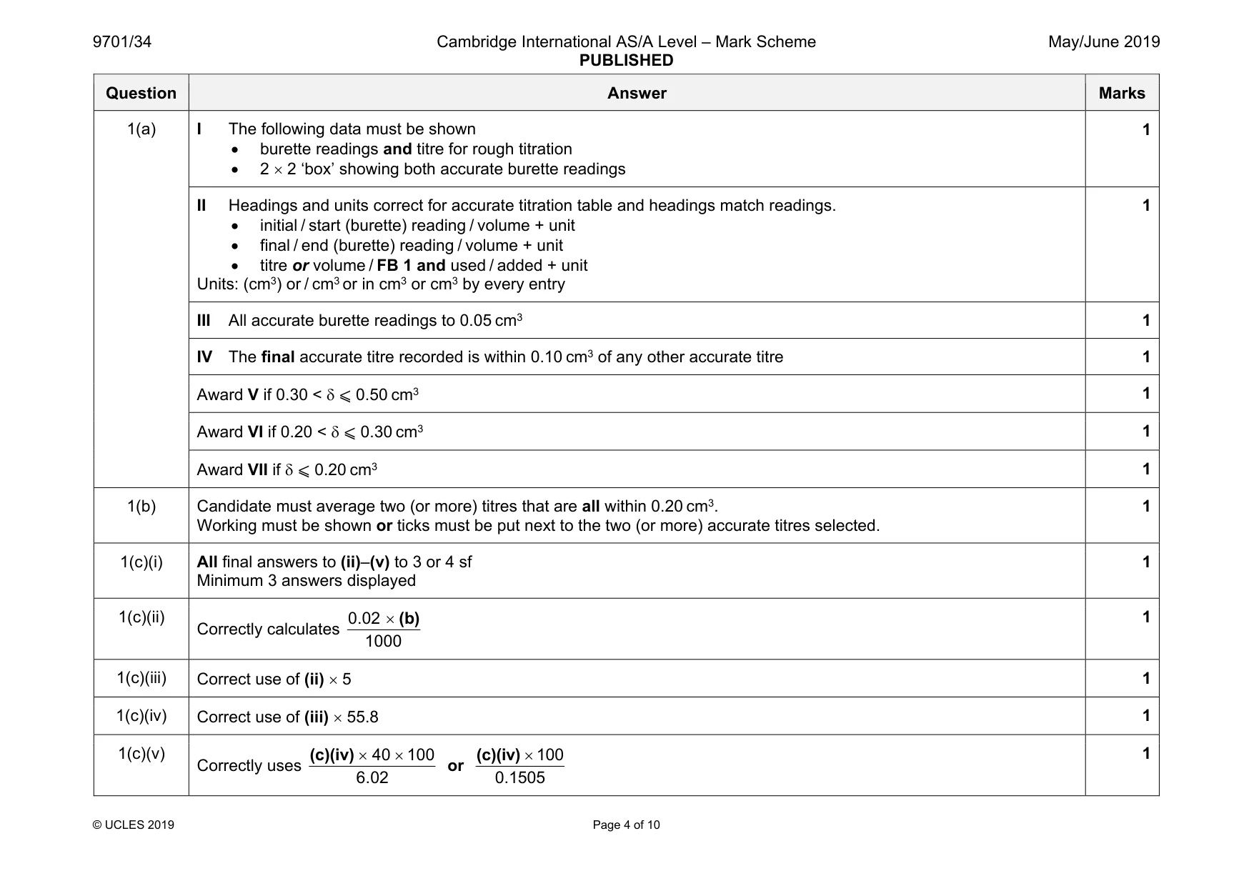 Mark scheme, page 4 of 10