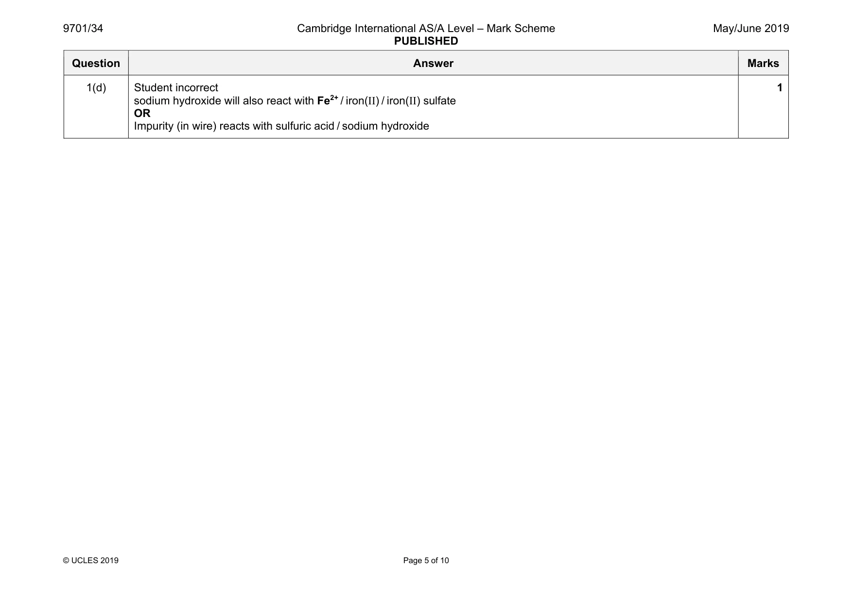 Mark scheme, page 5 of 10