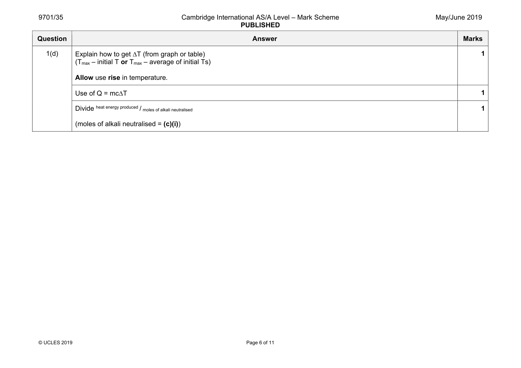 Mark scheme, page 6 of 11