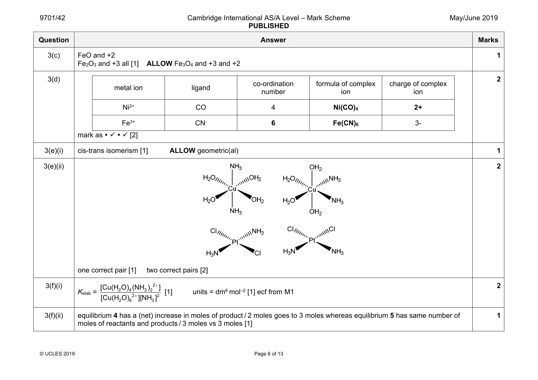 Mark scheme, page 6 of 13