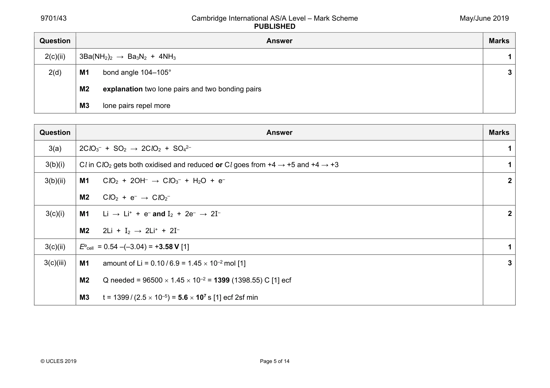 Mark scheme, page 5 of 14