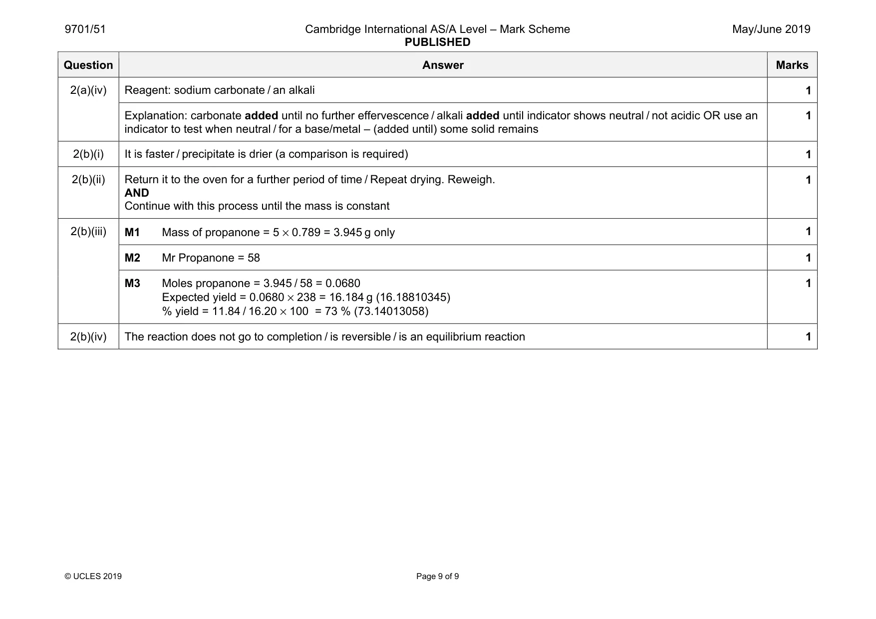 Mark scheme, page 9 of 9