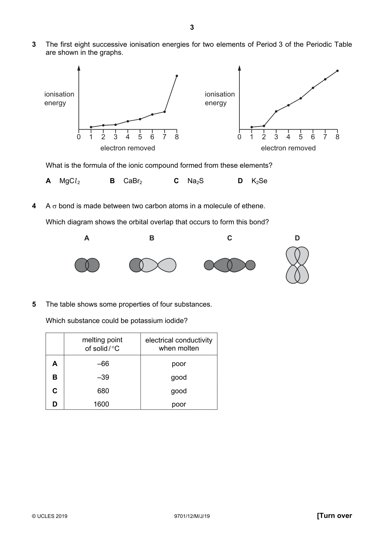 Cambridge A Level Chemistry 9701 2019 May/June Paper 1 · Variant 2 question paper, page 3 of 16