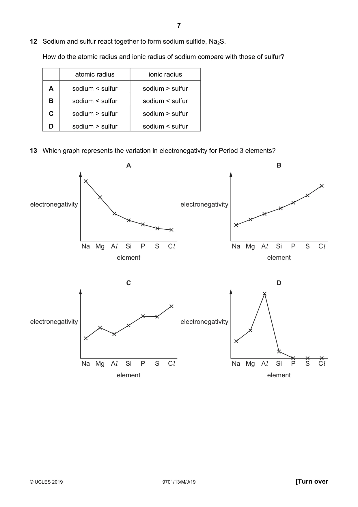 Cambridge A Level Chemistry 9701 2019 May/June Paper 1 · Variant 3 question paper, page 7 of 16