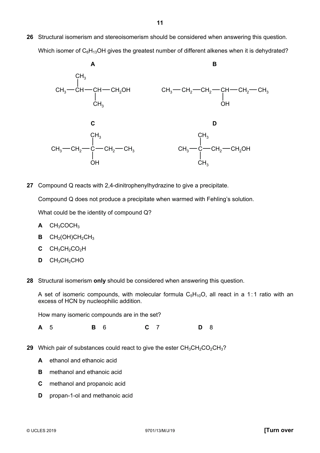 Cambridge A Level Chemistry 9701 2019 May/June Paper 1 · Variant 3 question paper, page 11 of 16