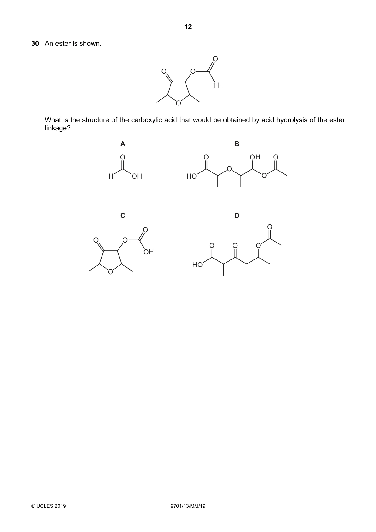 Cambridge A Level Chemistry 9701 2019 May/June Paper 1 · Variant 3 question paper, page 12 of 16