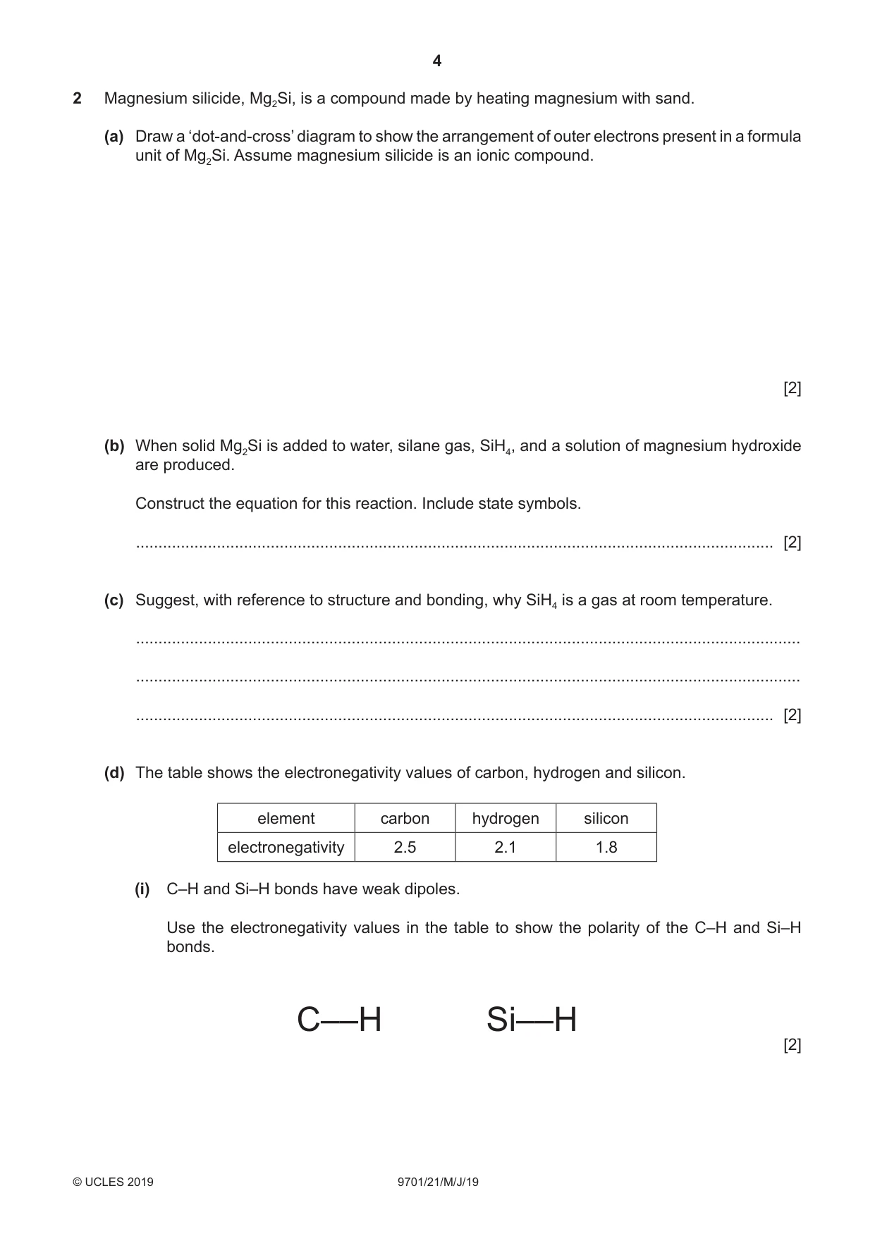Cambridge A Level Chemistry 9701 2019 May/June Paper 2 · Variant 1 question paper, page 4 of 12