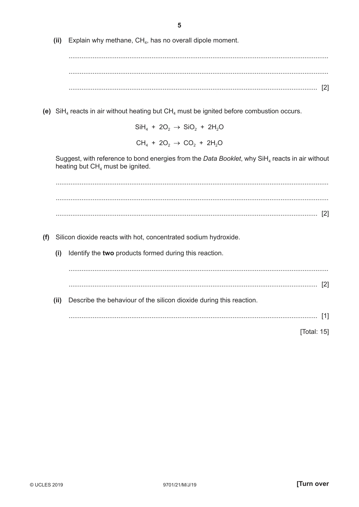 Cambridge A Level Chemistry 9701 2019 May/June Paper 2 · Variant 1 question paper, page 5 of 12