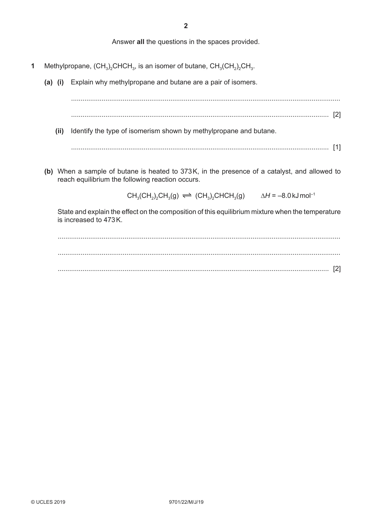 Cambridge A Level Chemistry 9701 2019 May/June Paper 2 · Variant 2 question paper, page 2 of 12