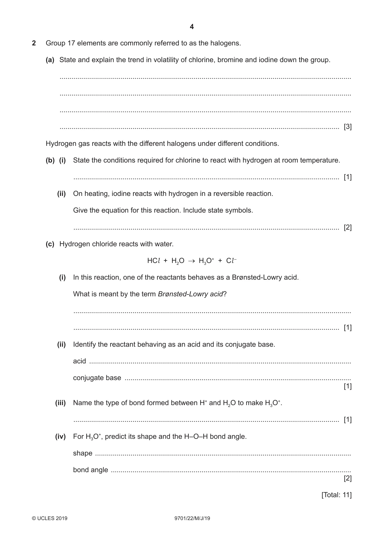 Cambridge A Level Chemistry 9701 2019 May/June Paper 2 · Variant 2 question paper, page 4 of 12