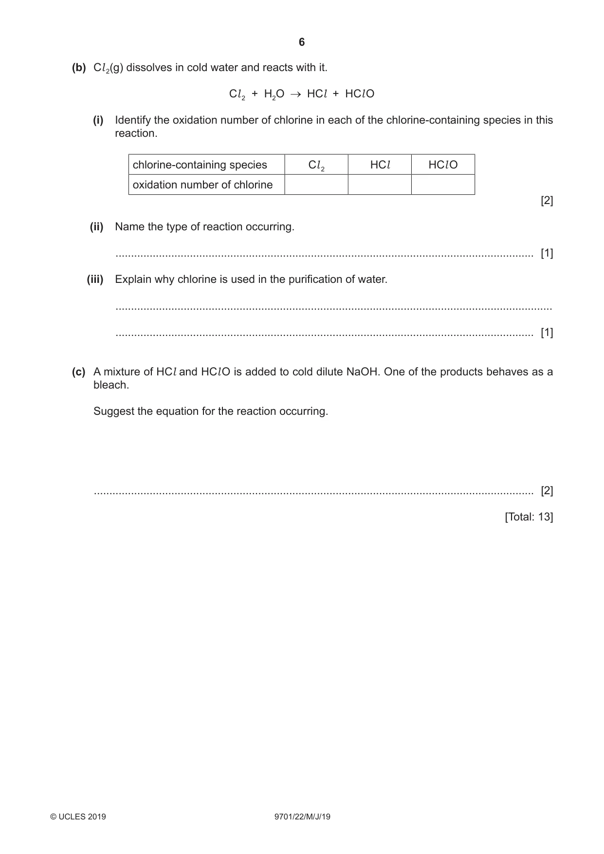 Cambridge A Level Chemistry 9701 2019 May/June Paper 2 · Variant 2 question paper, page 6 of 12