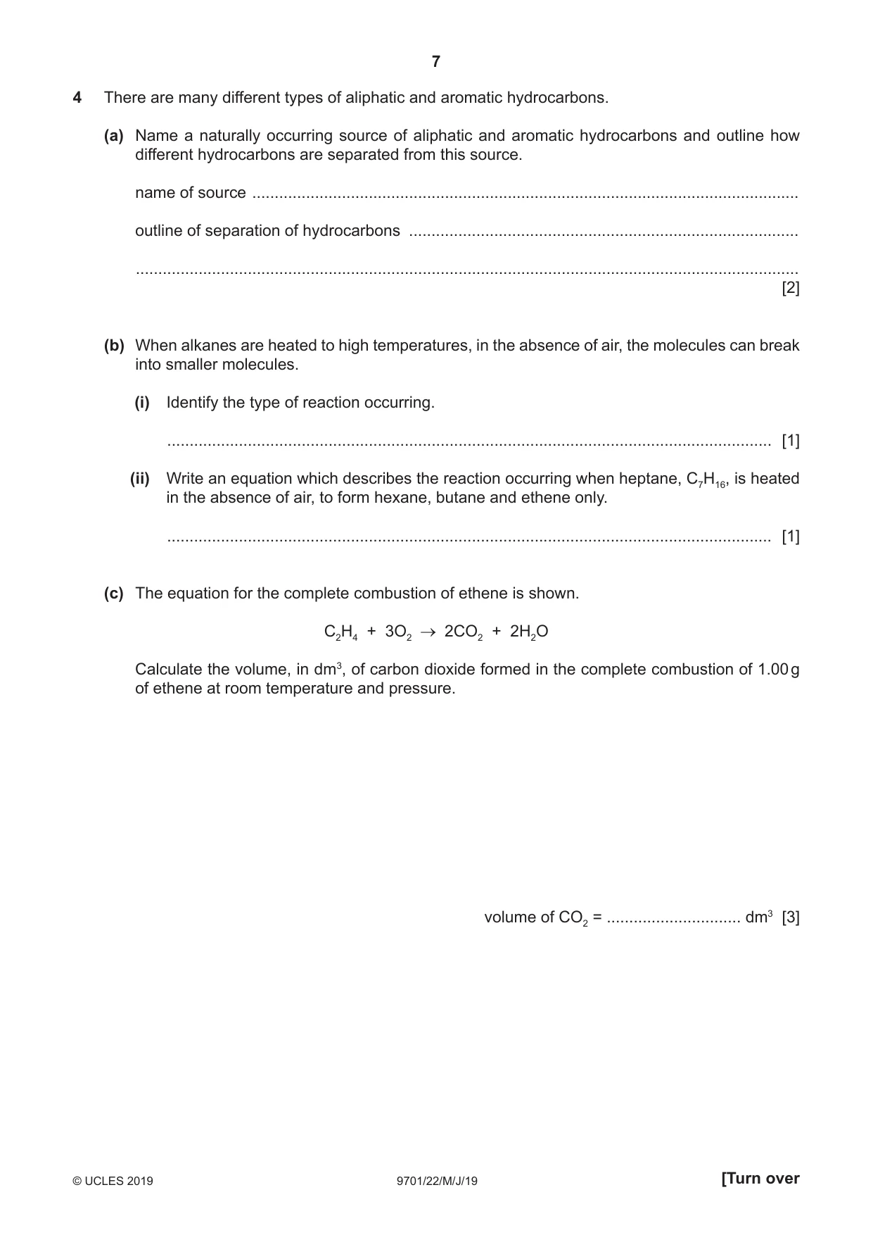 Cambridge A Level Chemistry 9701 2019 May/June Paper 2 · Variant 2 question paper, page 7 of 12