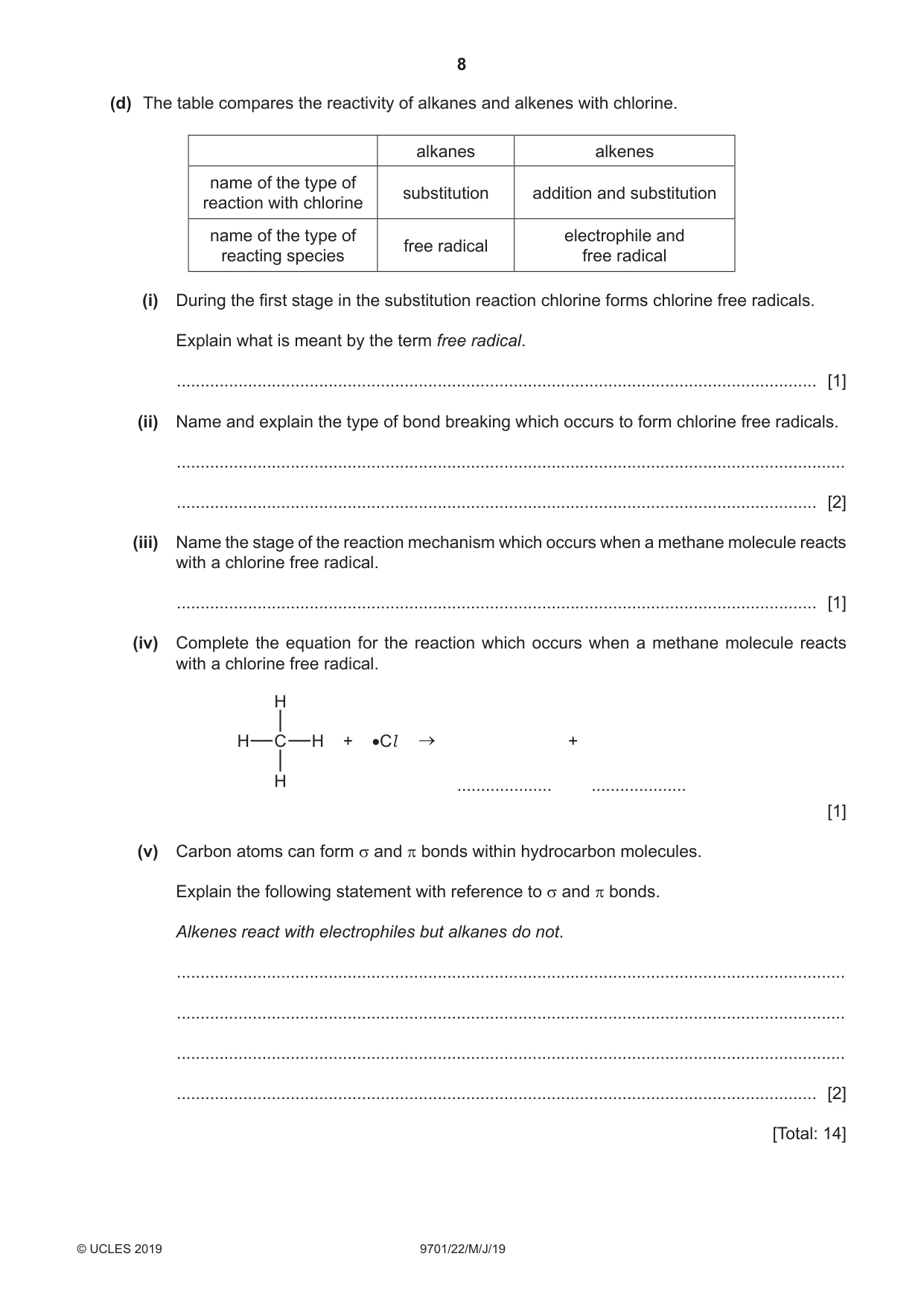 Cambridge A Level Chemistry 9701 2019 May/June Paper 2 · Variant 2 question paper, page 8 of 12