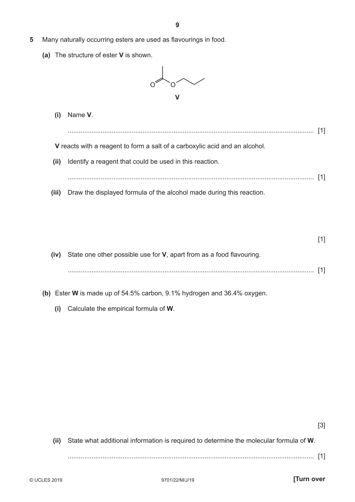 Cambridge A Level Chemistry 9701 2019 May/June Paper 2 · Variant 2 question paper, page 9 of 12