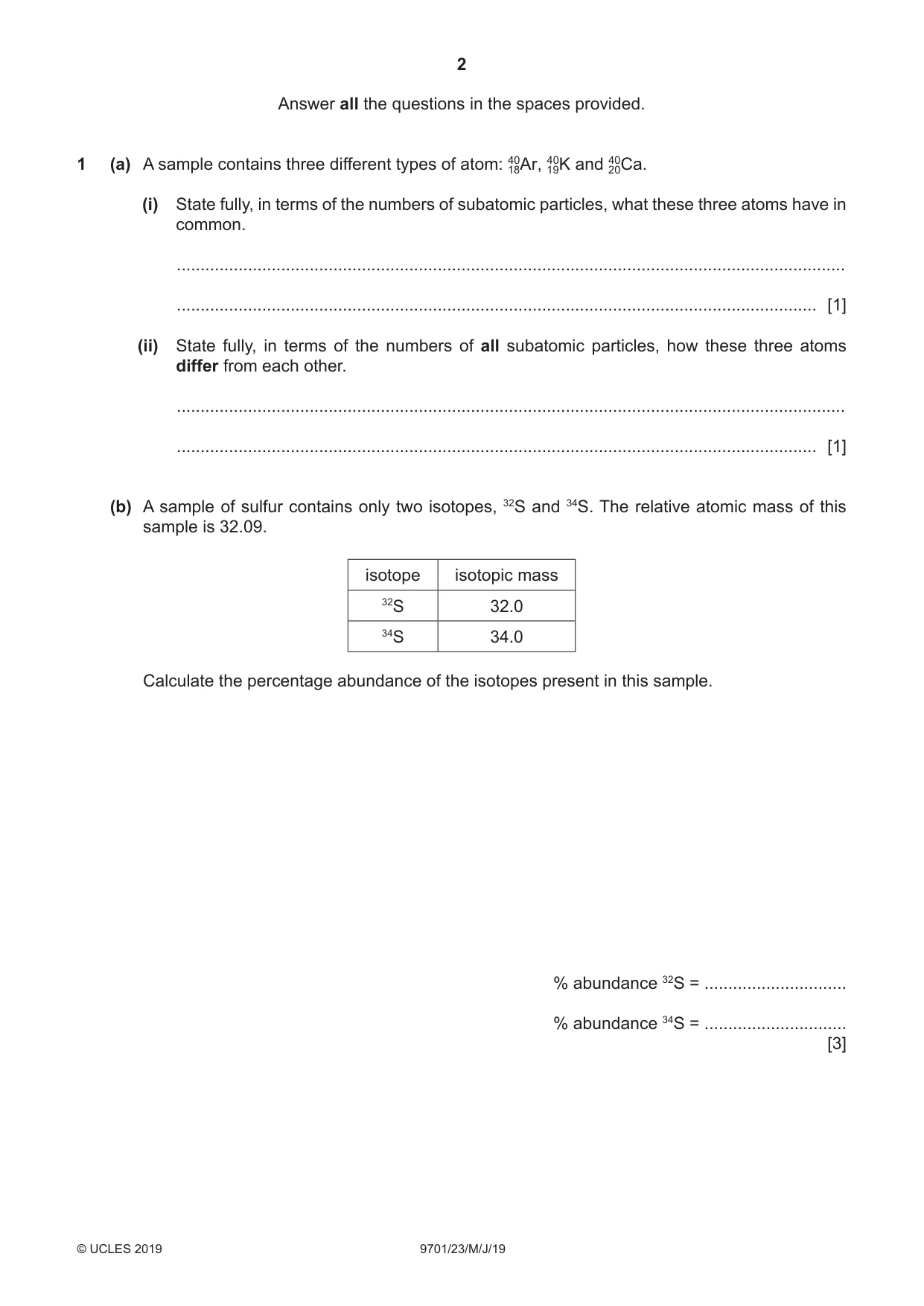Cambridge A Level Chemistry 9701 2019 May/June Paper 2 · Variant 3 question paper, page 2 of 12