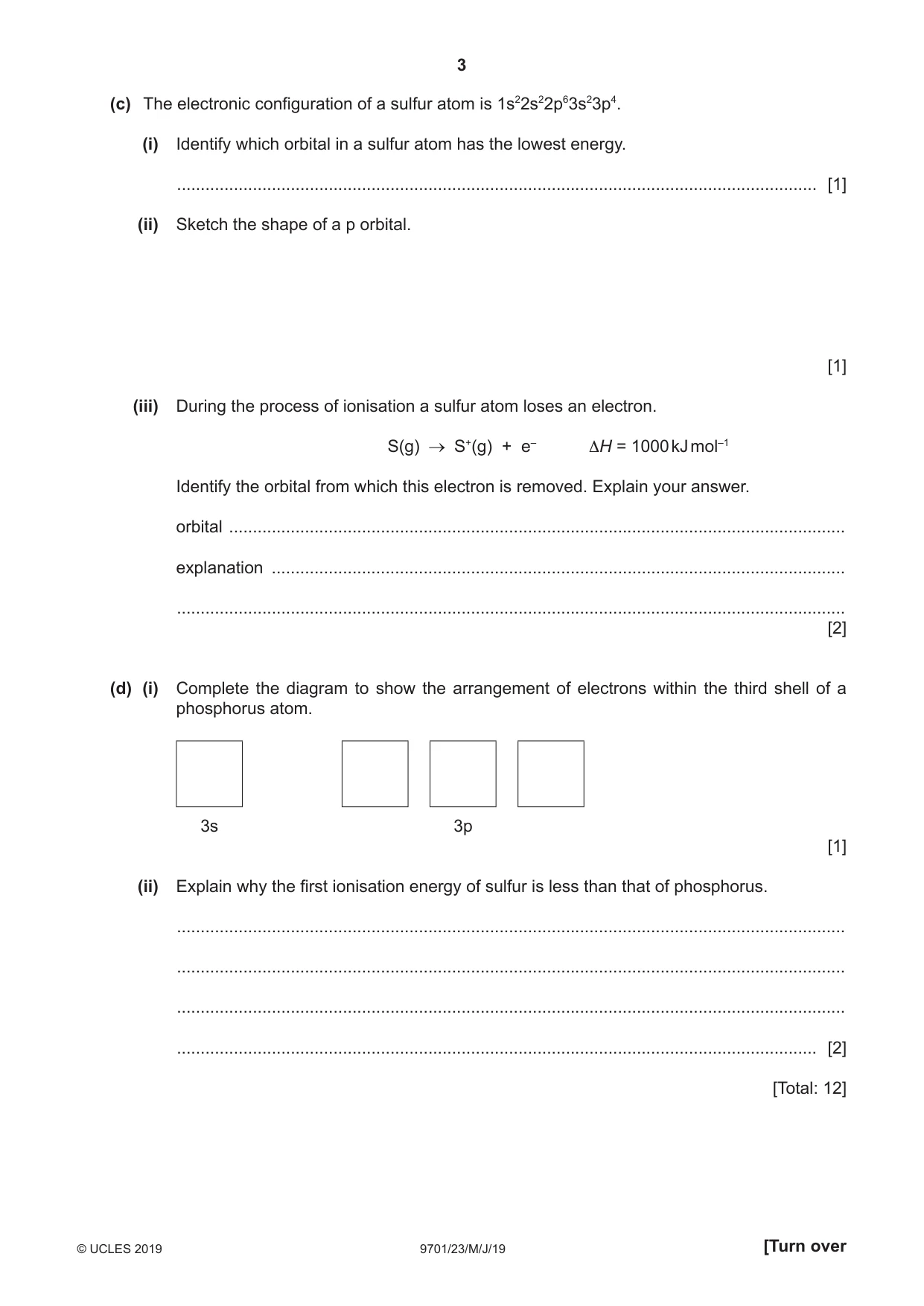 Cambridge A Level Chemistry 9701 2019 May/June Paper 2 · Variant 3 question paper, page 3 of 12