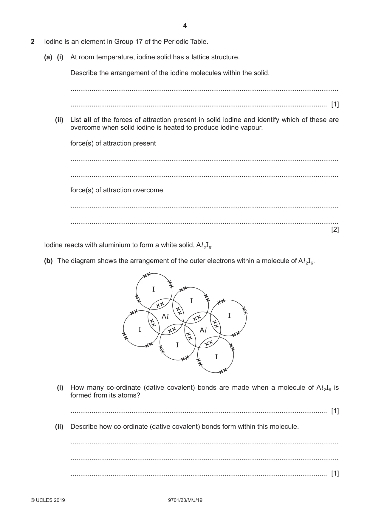 Cambridge A Level Chemistry 9701 2019 May/June Paper 2 · Variant 3 question paper, page 4 of 12