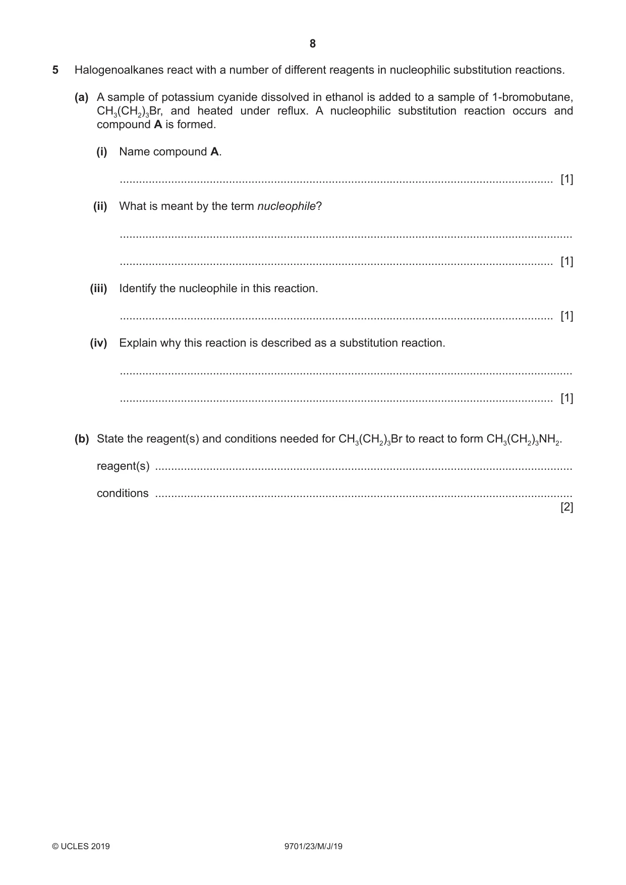 Cambridge A Level Chemistry 9701 2019 May/June Paper 2 · Variant 3 question paper, page 8 of 12
