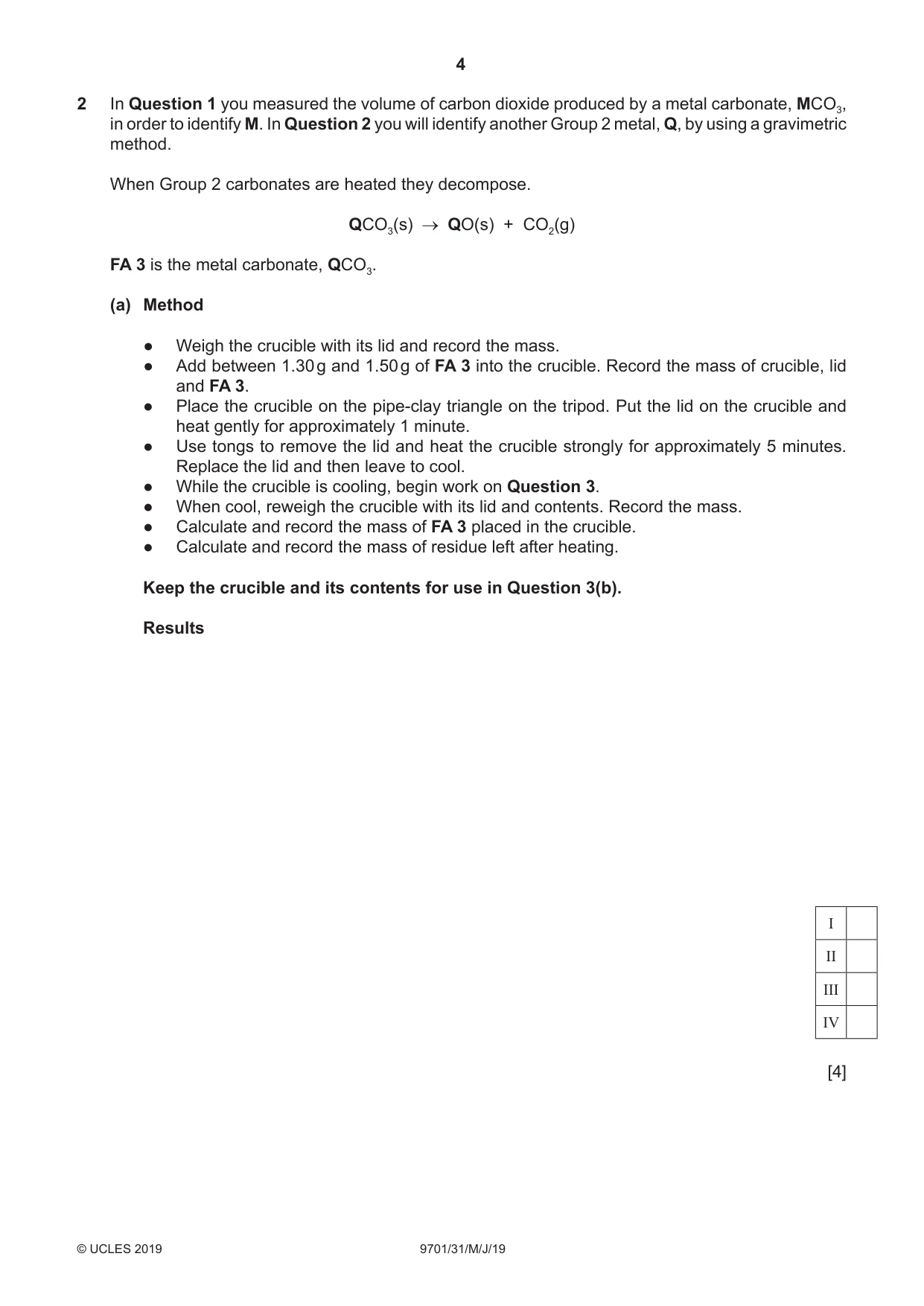 Cambridge A Level Chemistry 9701 2019 May/June Paper 3 · Variant 1 question paper, page 4 of 12
