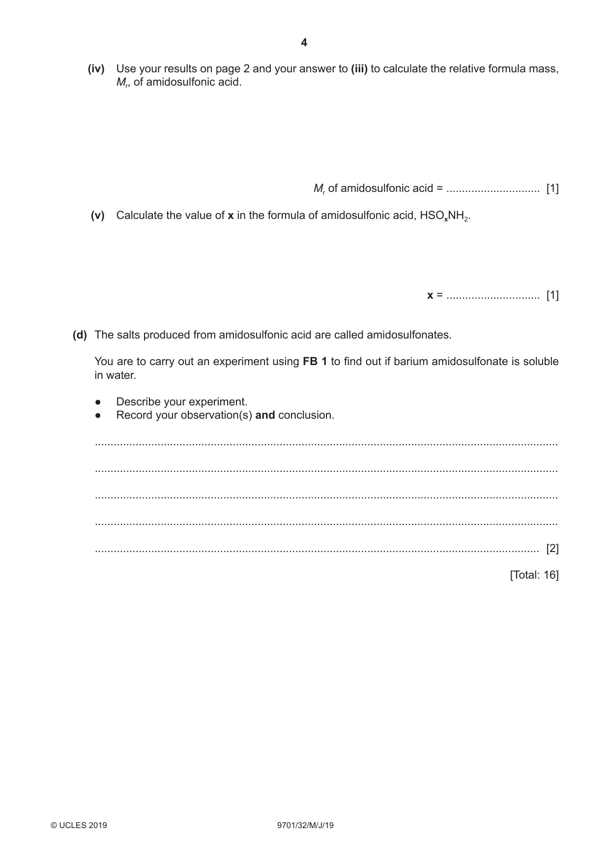 Cambridge A Level Chemistry 9701 2019 May/June Paper 3 · Variant 2 question paper, page 4 of 12